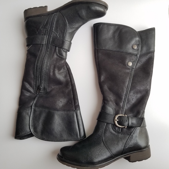 Baretraps Shoes | Bare Traps Subdue Black Leather Boots Riding Style | Color: Black | Size: 7 | Galynamorris's Closet